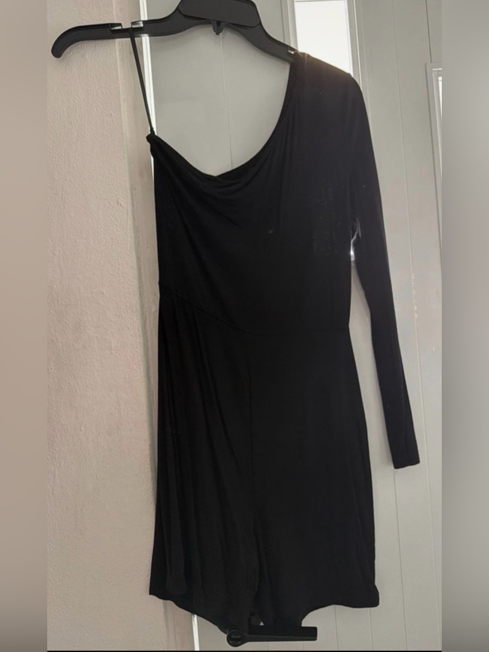 SHEIN Black One-Shoulder Long Sleeve Dress Romper